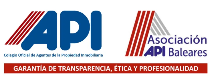 Logo de API Colegio Oficial de Agentes de la Propiedad Inmobiliaria y Asociación API Baleares, en azul y rojo.