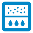 Un icono azul con tres gotas de agua.