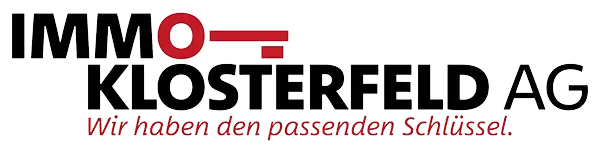 Logo of IMMO-KLOSTERFELD AG with a red key and the text 