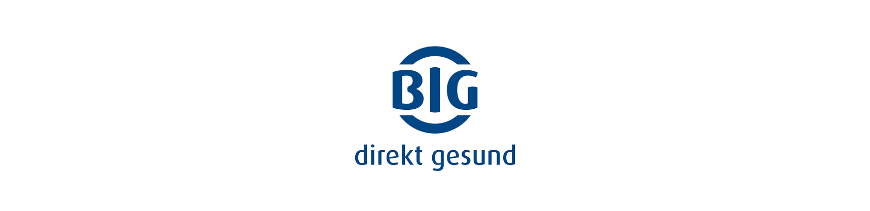 Logo von BIG direkt gesund, blauer Text und Emblem auf weißem Hintergrund.