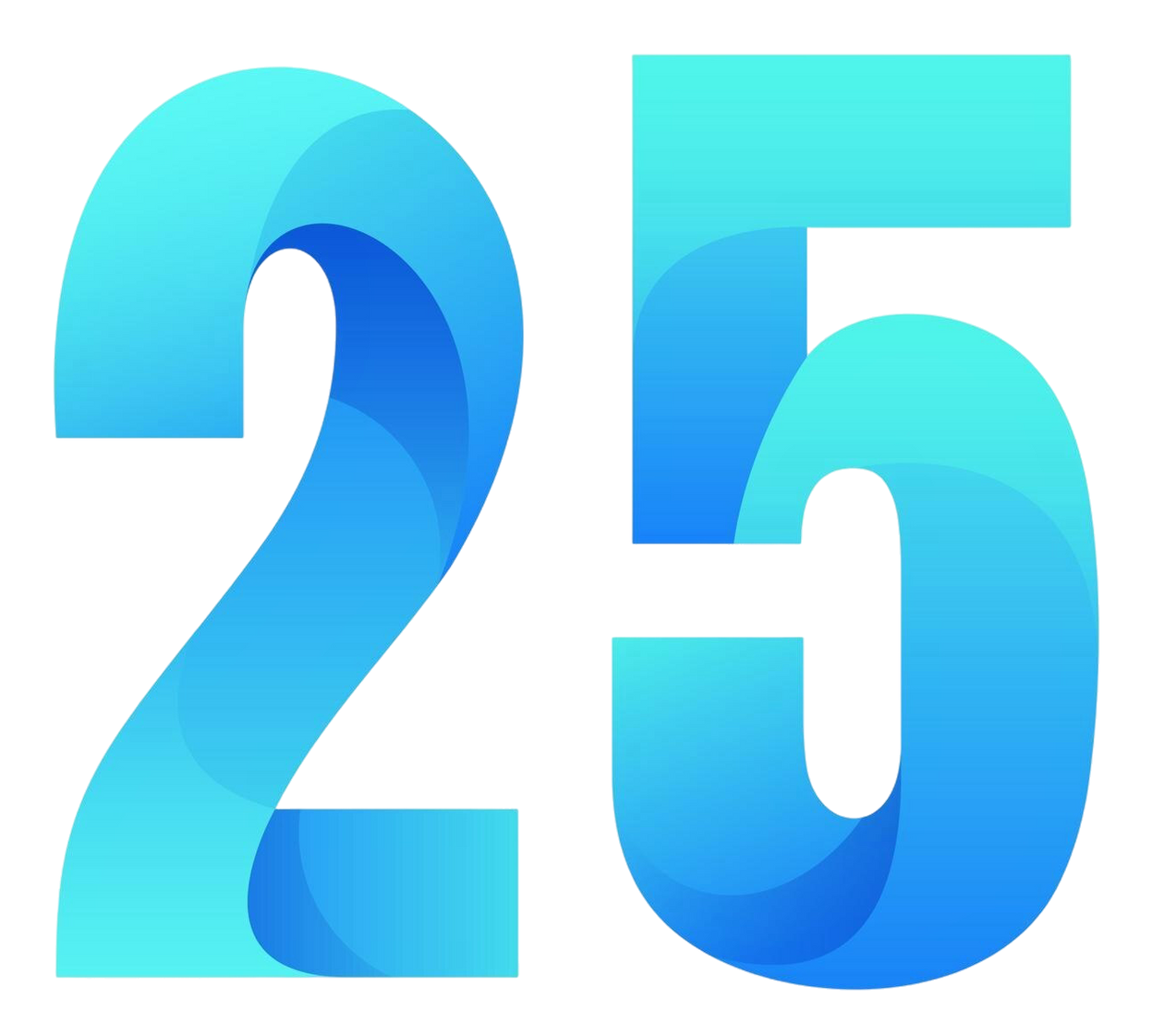Blaue Farbverlaufsgrafik „25“.