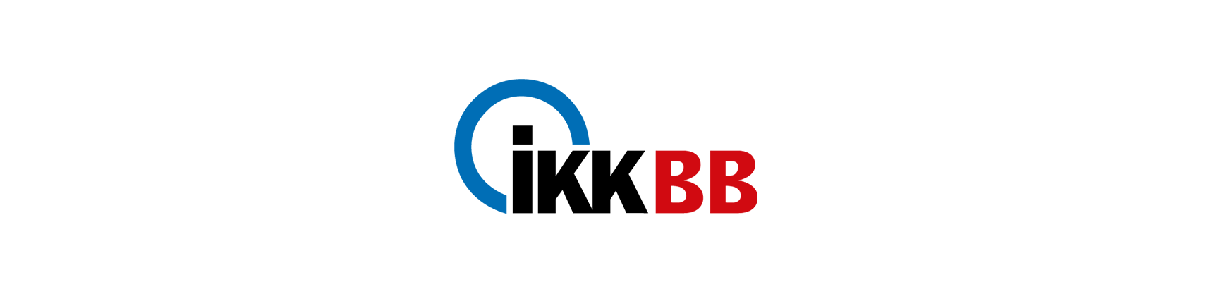 Logo für ikkbb: blauer Kreis mit einem „i“ darin und „kkBB“ in Schwarz und Rot.