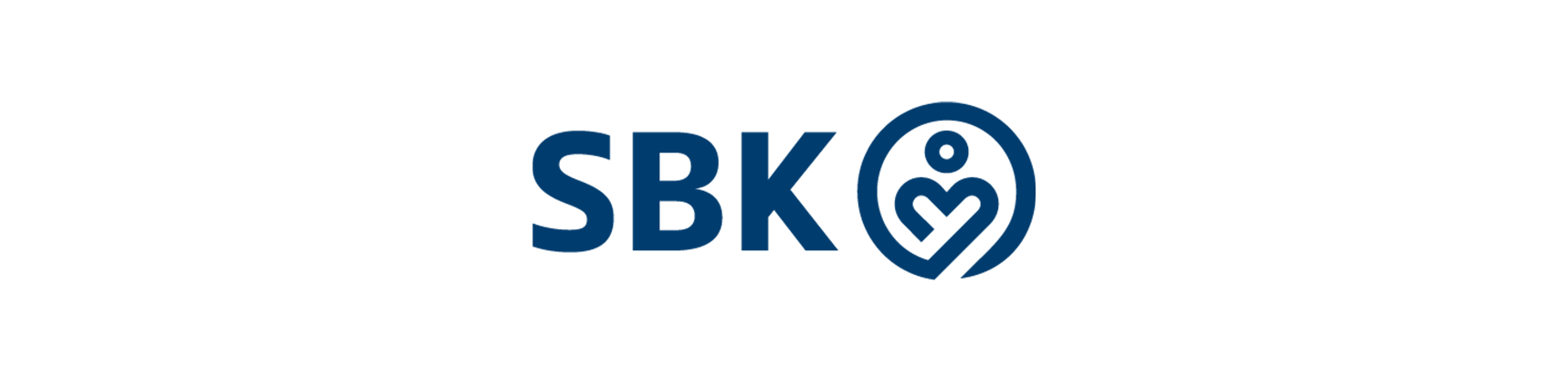 Logo für SBK: dunkelblaue Buchstaben und ein Herz mit einer Person in einem Kreis.
