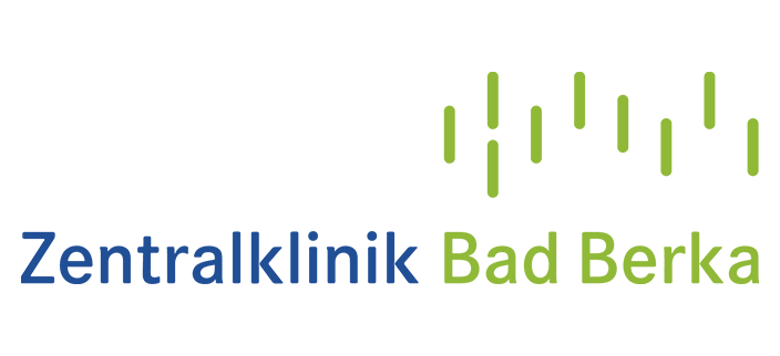 Logo für die Zentralklinik Bad Berka mit grüner Grafik und Text.