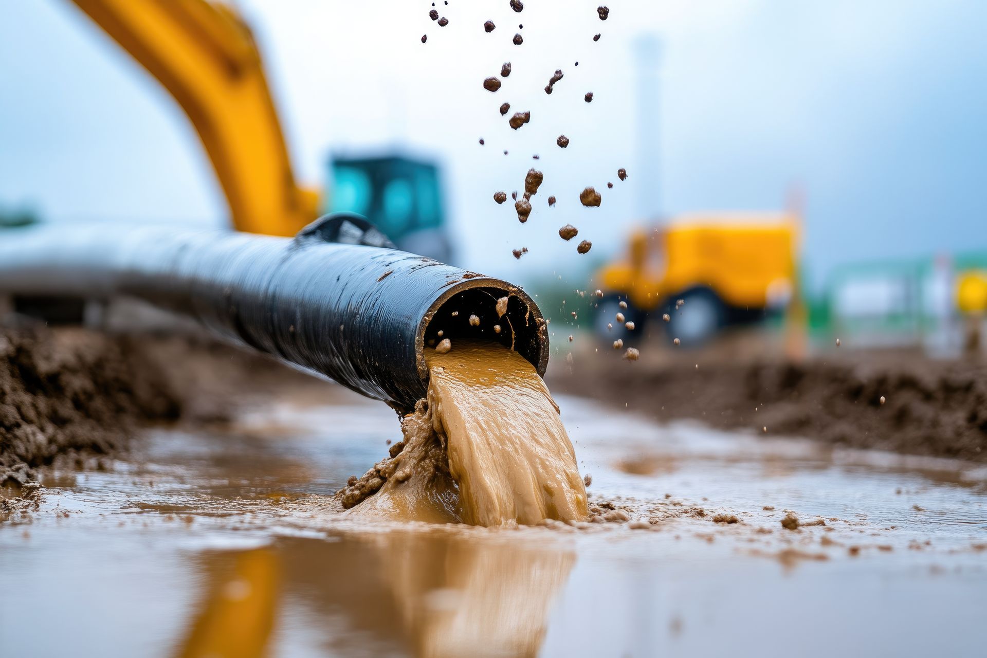 Eau qui s'évacue d'un tuyau