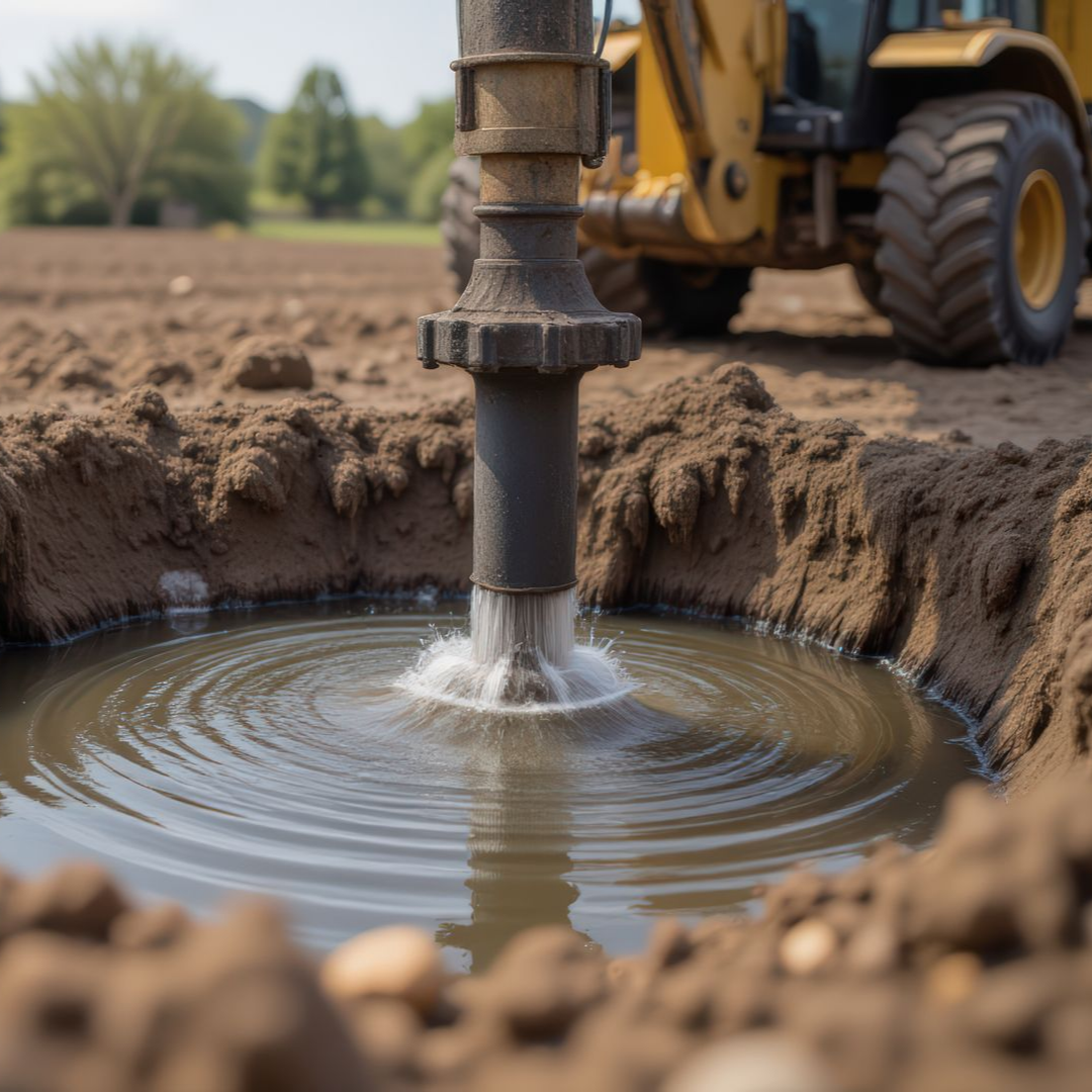Pompe d'eau fixée à un engin