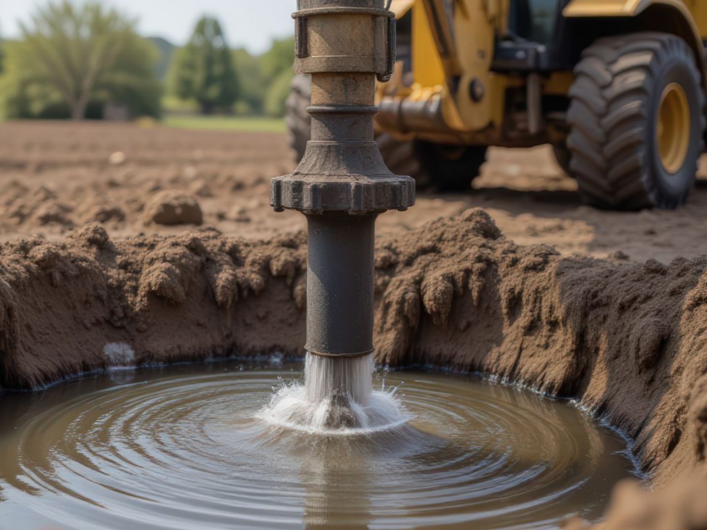 Foreuse qui trouve de l'eau