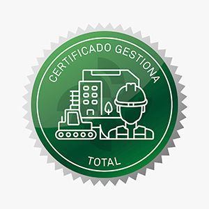 Una insignia verde que dice certificado de gestión total