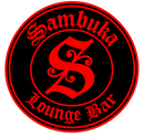 Logotipo del Sambuka Lounge Bar en rojo y negro con la letra “S” estilizada.