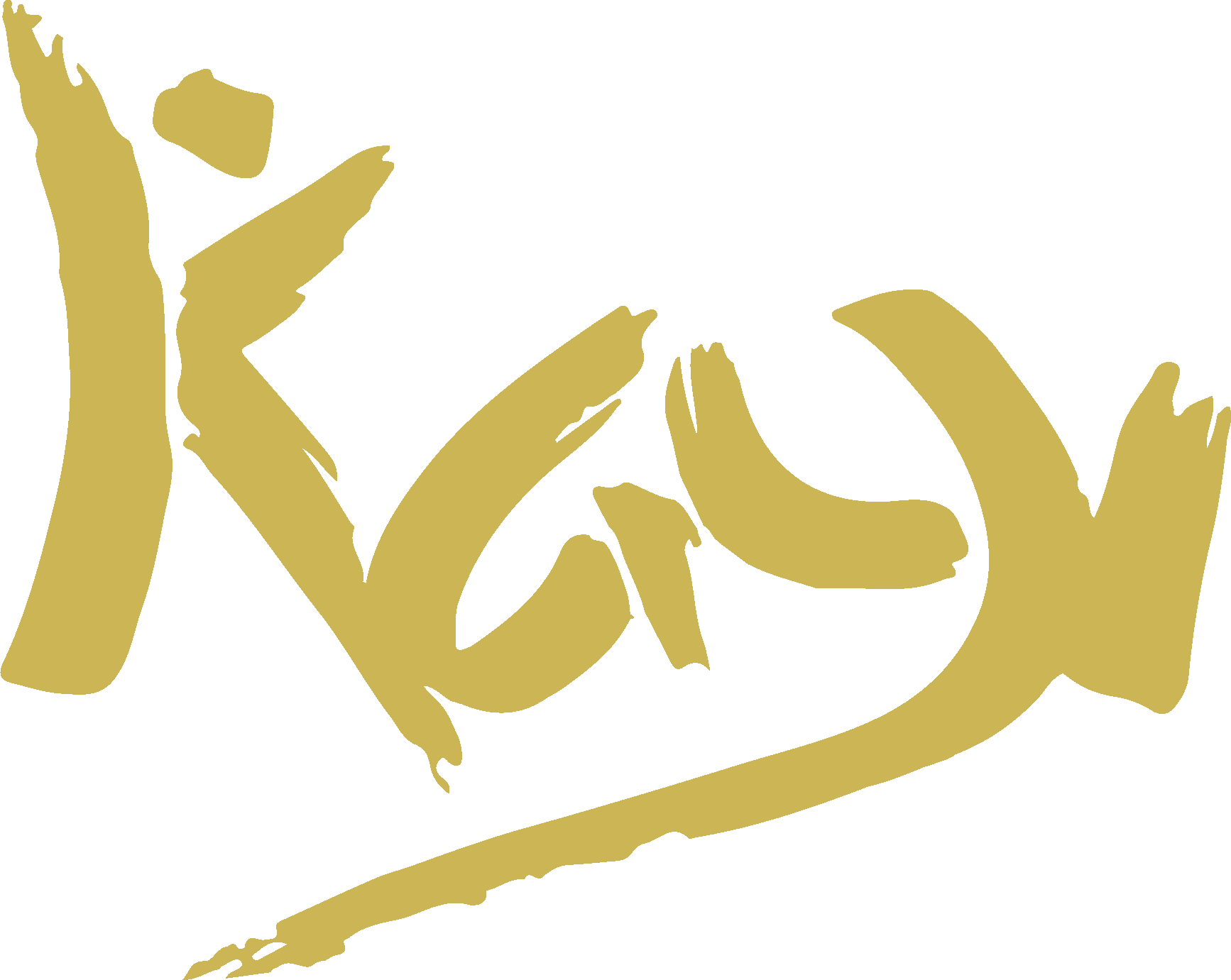 Logotipo de Kay en estilo pincelada dorada sobre un fondo blanco.