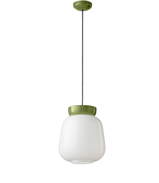 Luminaire blanc et vert sur fond blanc