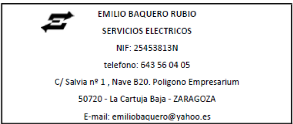 Una tarjeta de visita para emilio baquero rubio