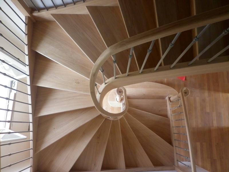 Escalier Trois quarts tournant débillardé en chêne