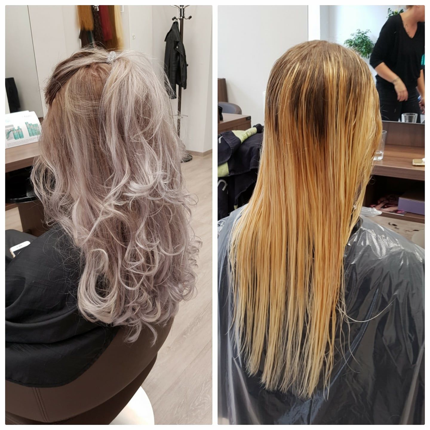 lange glatte Haare von blond zu grau