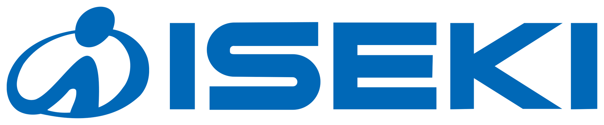 Logo bleu « ISEKI » avec une icône représentant une silhouette stylisée.