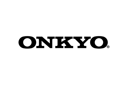 Das Onkyo-Logo ist schwarz und weiß auf weißem Hintergrund.