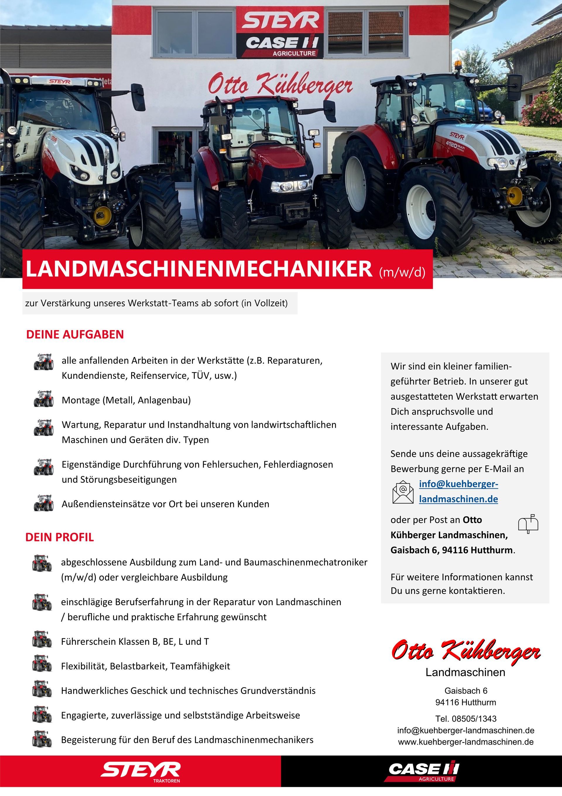 Stellenanzeige Landmaschinenmechaniker mit Traktoren