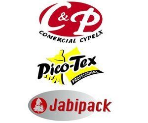 Logotipos de tres empresas: Comercial Cypelx, Pico-Tex y Jabipack.