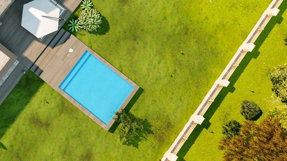 Vue aérienne d'une maison