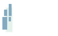 Ein blau-weißes Gebäude mit einem Kreuz darauf auf weißem Hintergrund.