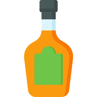 Una botella de whisky con una etiqueta verde sobre un fondo blanco.