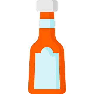 Una botella de salsa picante con una tapa blanca sobre un fondo blanco.