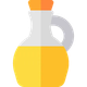 Una botella de aceite con asa sobre un fondo blanco.
