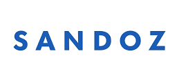 Das Sandoz-Logo, ein blaues Wortzeichen auf weißem Hintergrund.