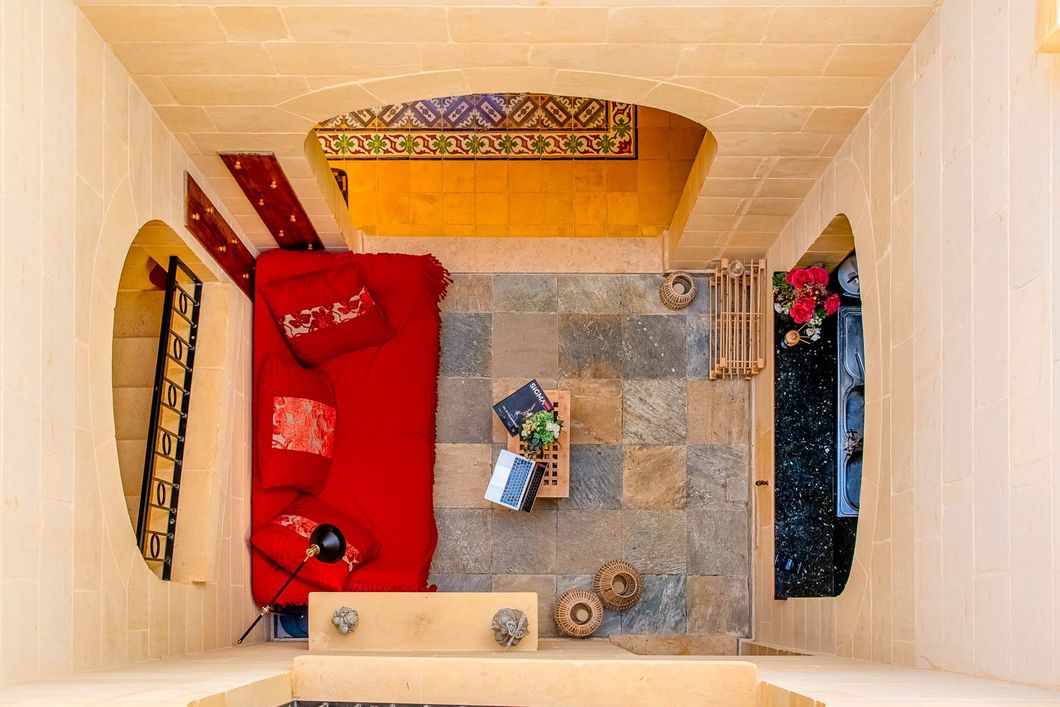 Workstation area with sofa, Narcisa LeVecca Farmhouse, Ghasri, Gozo