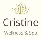 El logotipo de Cristine Wellness & Spa presenta una flor de loto dorada sobre el nombre en texto marr&oacute;n oscuro