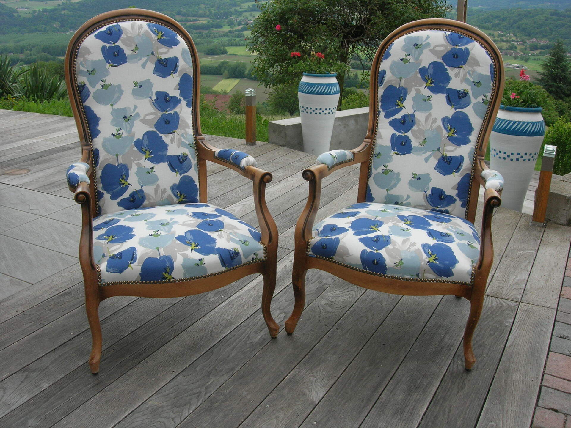 Rénovation fauteuil fleurs