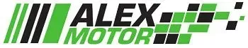Un logotipo verde y negro para Alex Motors.