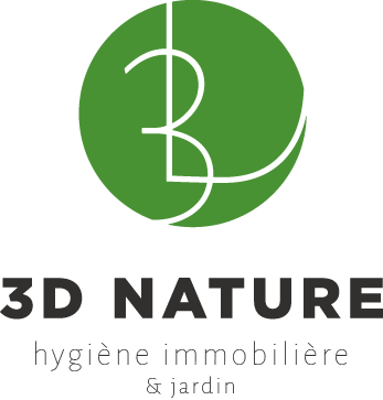« L » à l'intérieur, et le texte en dessous « 3D NATURE » et « hygiène immobilière & jardin ».