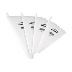 Mangas pasteleras de color blanco, dispuestas como pétalos de flores.