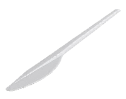 Cuchillo desechable de plástico blanco.