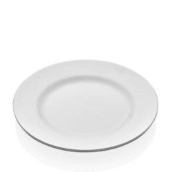 Plato de cena redondo de color blanco.