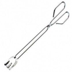 Pinzas de tijera de acero inoxidable para servir alimentos.