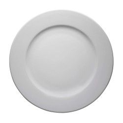 Plato redondo blanco con borde ancho.