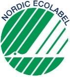 Logotipo de Nordic Ecolabel: círculo verde con contorno de cisne estilizado y rayas curvas.