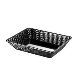 Cesta tejida rectangular de color negro.