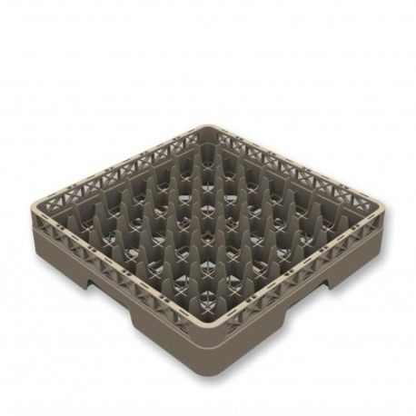 Escurreplatos cuadrado gris con muchos compartimentos.