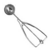Cuchara para helado, de acero inoxidable, con mecanismo de gatillo.