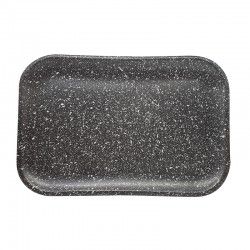 Bandeja rectangular negra moteada con esquinas redondeadas.