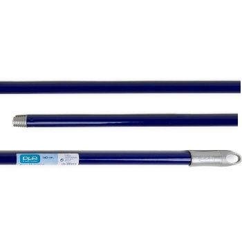 Tres palos telescópicos para fregona/escoba de color azul.