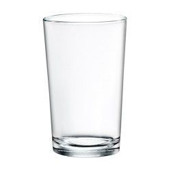 Vaso de vidrio transparente.