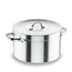 Olla de plata con tapa y asas laterales.