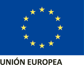 Una bandera azul con estrellas amarillas y las palabras Unión Europea debajo.