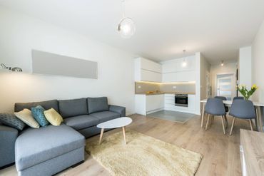 Modernes Wohnzimmer mit Küche