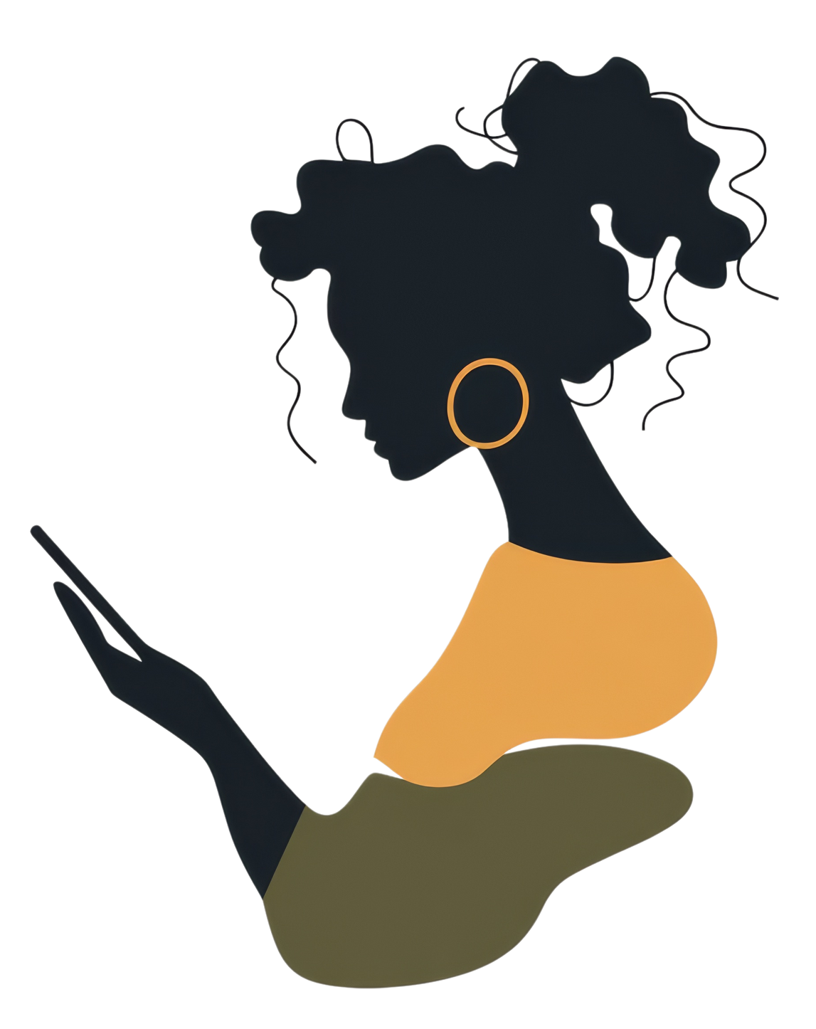 Une silhouette de femme qui tient un téléphone.
