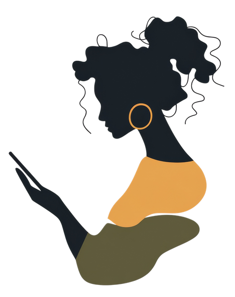 Dessin d'une femme qui regarde un téléphone